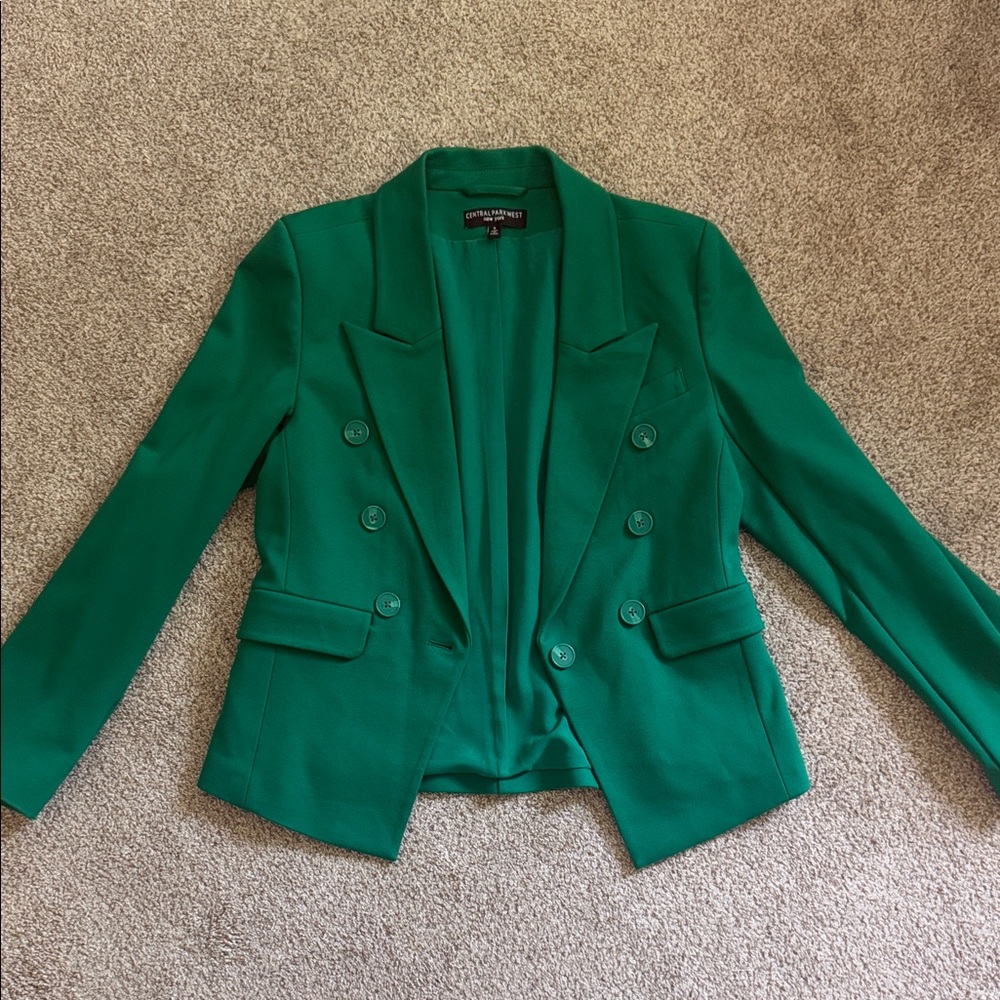 Central Park West Green Emerald Double-Breasted Blazer small